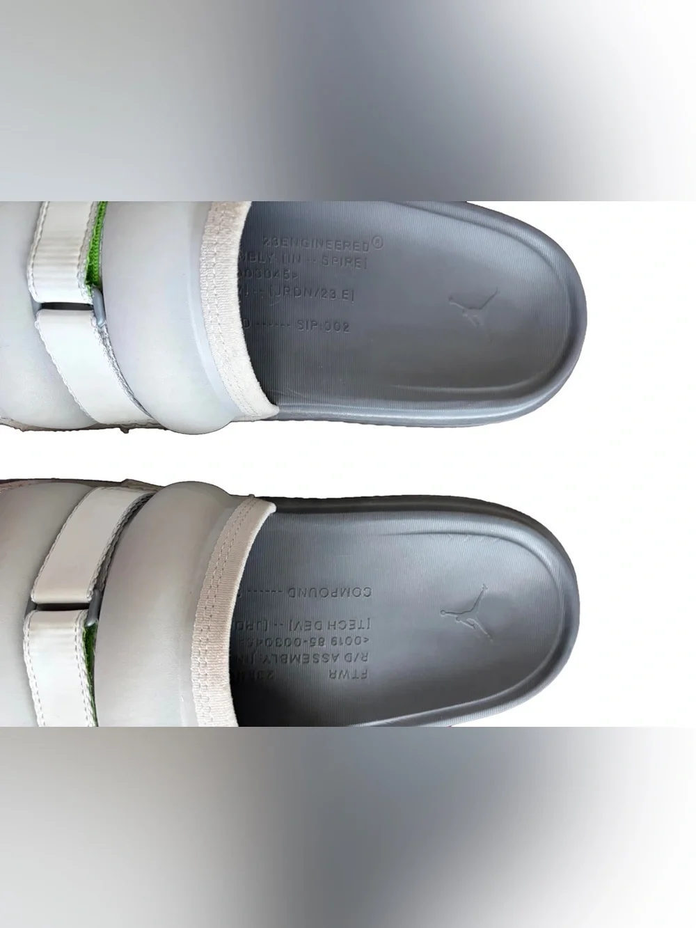 Nike Jordan Super Play Slide Silver Flint Grey Green Bean Sz 12 Puffy DM1683-030
